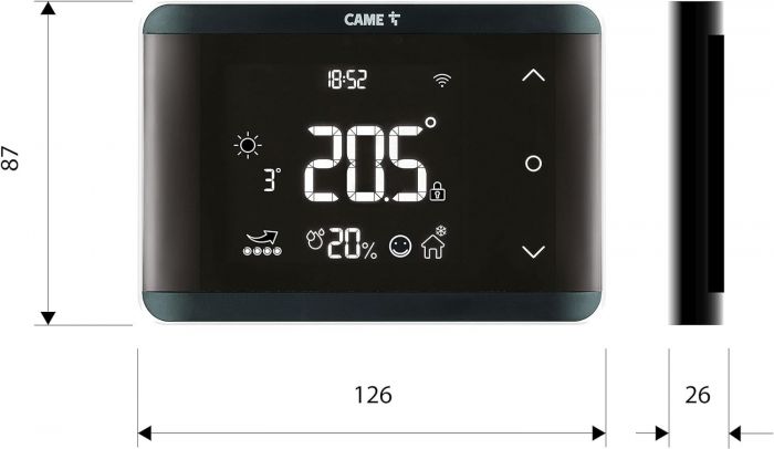 Termostat CAME TH/750 BK WIFI cu fir pe perete /845AA-0150