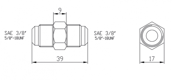 Racord drept din alama 3/8" × 3/8"