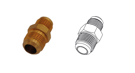 Racord drept din alama 3/8" × 1/2"