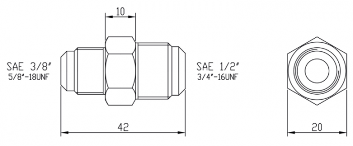 Racord drept din alama 3/8" × 1/2"