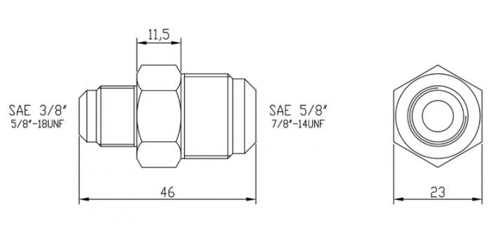 Racord drept din alama 3/8" × 5/8"