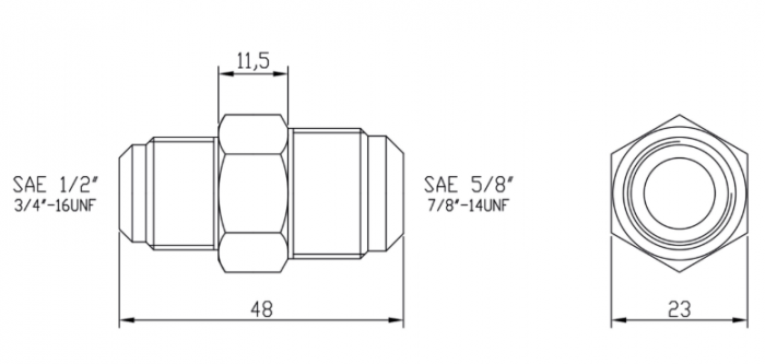 Racord drept din alama 1/2" × 5/8"