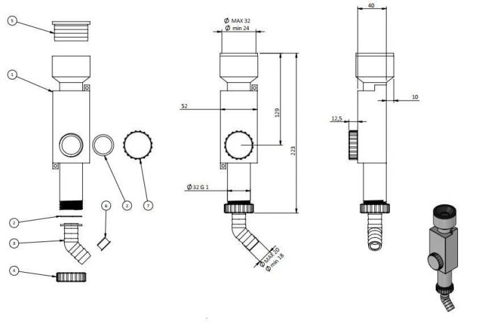 Sifon pentru aer conditionat Ghidini DN1 (120)